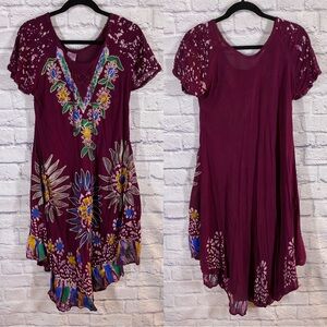 Anjli Bohemian Floral Embroidered High-Low Dress NWT Size M